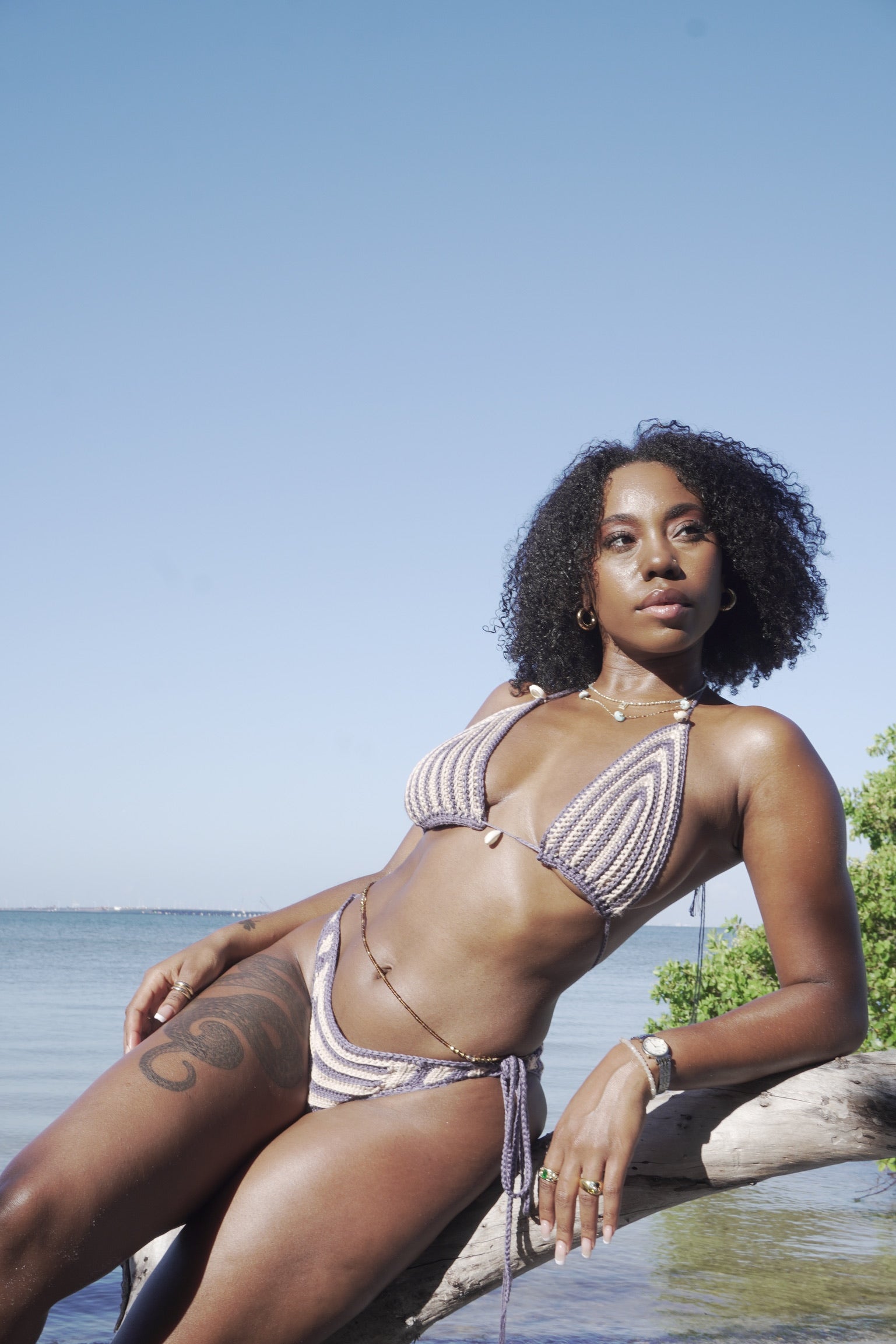 STRIPED CROCHET BIKINI SET