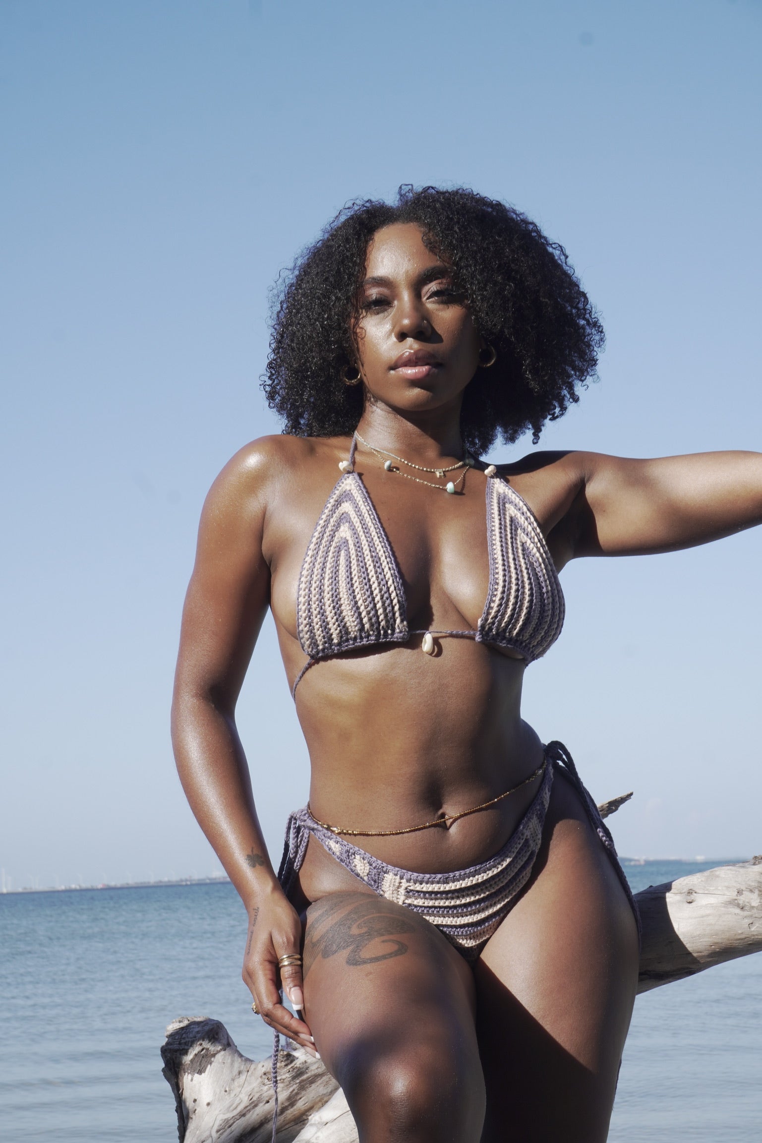 STRIPED CROCHET BIKINI SET